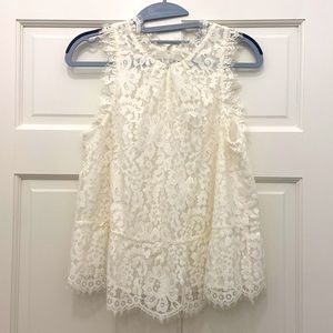 Joie sleeveless white lace top, size small